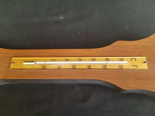 VINTAGE MADE IN WEST GERMANY BAROMETER, HYGROMETER  AND THERMOMETER, MOUNTED ON WOOD