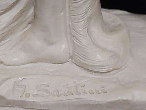 STUNNING A SANTINI FIGURINE OF TWO NUDES, MARKED ON THE PLINTH AND STANDING 32 CM TALL
