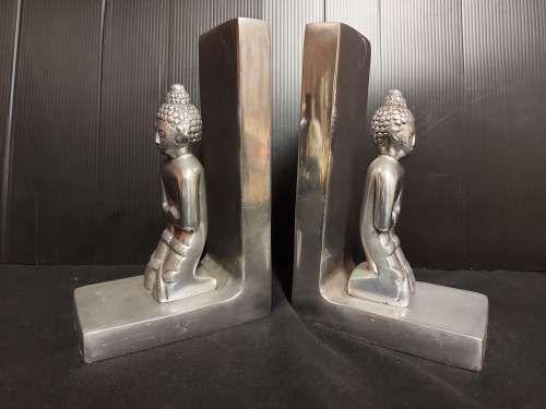 BEAUTIFUL CAST ALUMINIUM THAI BUDDHAS BOOKENDS