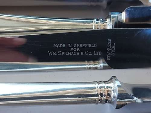 VINTAGE W M SPILHAUS SET OF 6 MADE IN SHEFFIELD SILVER PLATED RATTAIL KNIVES