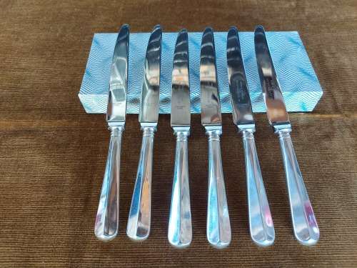 VINTAGE W M SPILHAUS SET OF 6 MADE IN SHEFFIELD SILVER PLATED RATTAIL KNIVES