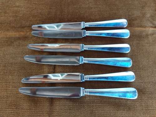 VINTAGE W M SPILHAUS SET OF 6 MADE IN SHEFFIELD SILVER PLATED RATTAIL KNIVES