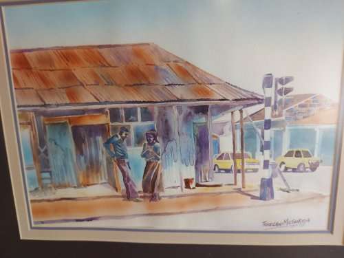 AWESOME ORIGINAL WATERCOLOUR BY THE RENOWNED SOUTH  AFRICAN ARTIST THOKOZANI MATHOBELA
