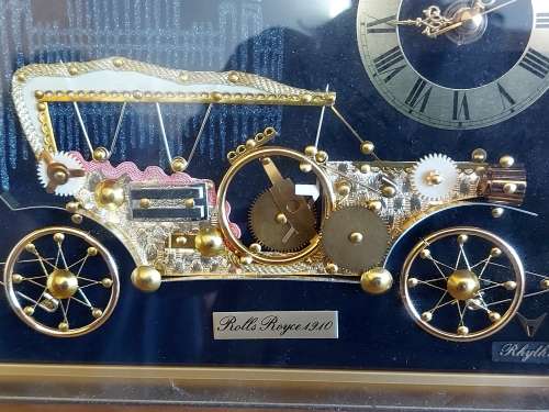 UNIQUE FRAMED RHYTHM ROLLS ROYCE 1910 CLOCK, NOT TESTED