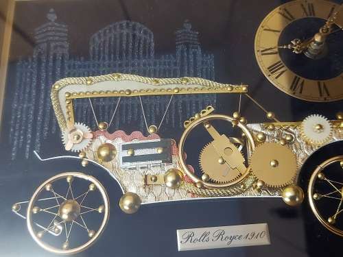 UNIQUE FRAMED RHYTHM ROLLS ROYCE 1910 CLOCK, NOT TESTED
