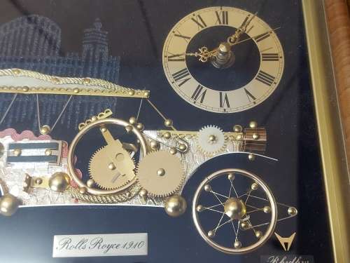 UNIQUE FRAMED RHYTHM ROLLS ROYCE 1910 CLOCK, NOT TESTED