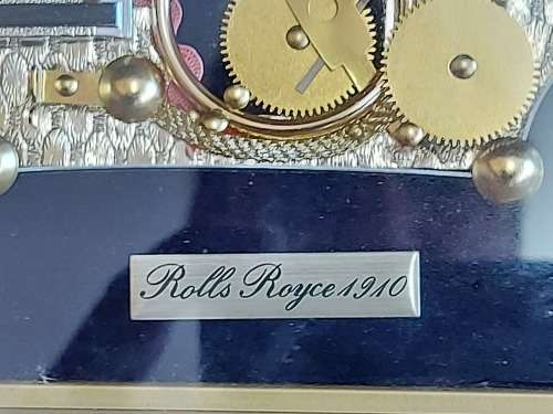 UNIQUE FRAMED RHYTHM ROLLS ROYCE 1910 CLOCK, NOT TESTED