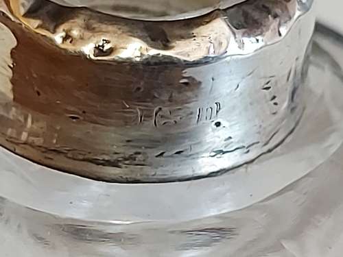 ANTIQUE HALLMARKED SILVER RIMMED CUT CRYSTAL DRESSING TABLE BOTTLE