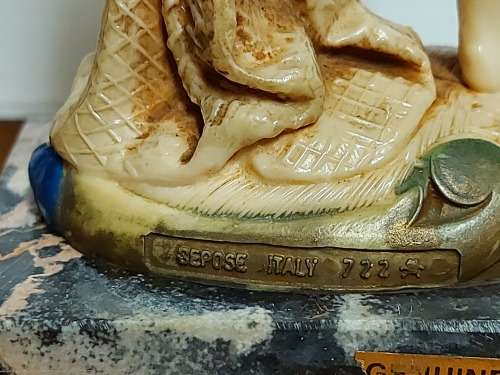GENUINE CARRARA MARBLE:  VINTAGE BOY WITH FISHING NET FIGURINE BY THE ITALIAN SCULPTOR SIMONELLI