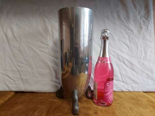 HUGE! CARROL BOYES FUNCTIONAL ART:  VINTAGE EARLY DESIGN VASE ON THREE SOLID, STURDY PEWTER LEGS
