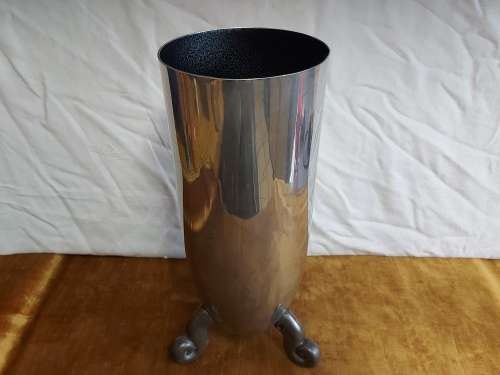 HUGE! CARROL BOYES FUNCTIONAL ART:  VINTAGE EARLY DESIGN VASE ON THREE SOLID, STURDY PEWTER LEGS