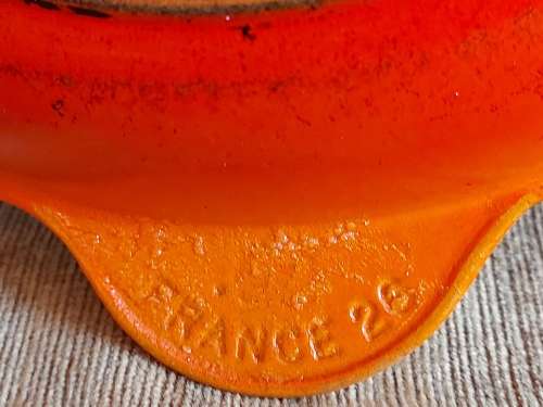 VINTAGE LE CREUSET NO. 26 ORANGE ENAMELED CAST IRON PAN