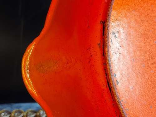 VINTAGE LE CREUSET NO. 26 ORANGE ENAMELED CAST IRON PAN