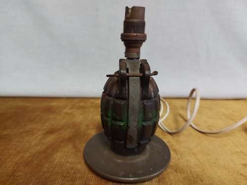 STUNNING AND QUIRKY BRONZE HAND GRENADE TABLE LAMP IN WORKING CONDITION