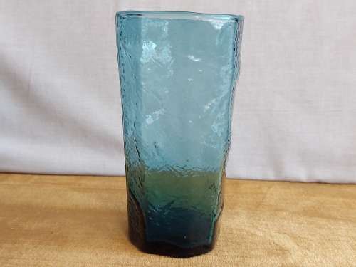 CARROL BOYES FUNCTIONAL ART:  STUNNING SET OF SIX  BLUE CLEAR GLASS TUMBLERS