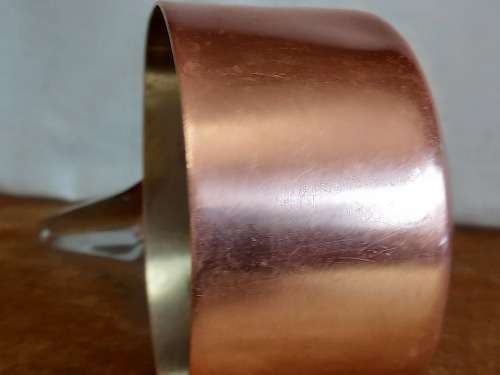 VINTAGE GEORG JENSEN TAVERNA DESIGN SOLID, THICK COPPER PAN HANDLE POT WITH A SILVER LINING