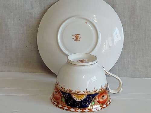 AWESOME ULTRA RARE C.1925 ROYAL ALBERT CROWN CHINA TEA DUO