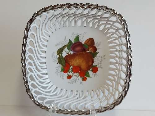 STUNNING VINTAGE PORFIN CLUJ-NAPOCA ROMANIAN PORCELAIN BASKET/BOWL
