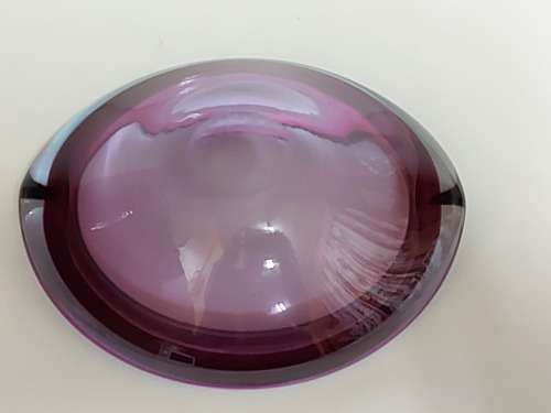 BEAUTIFUL MURANO ART GLASS BOWL, BURGUNDY AND CLEAR WITH PURPLE AND BLUEISH HUES