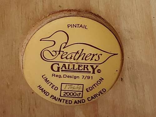 HIGHLY COLLECTIBLE FEATHERS OF KNYSNA LIMITED EDITION WOODEN PINTAIL DUCK, HAND CARVED AND PAINTED
