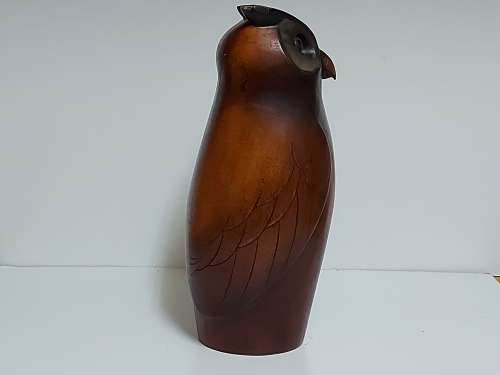 RARE FEATHERS OF KNYSNA LIMITED EDITION AFRICAN COLLECTION LARGE OWL, HAND CARVED AND PAINTED