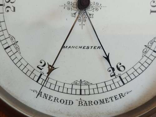 AMAZING FIND! LARGE SOLID OAK CARVED LLOYD, PAYNE AND AMIEL, MANCHESTER ANEROID BAROMETER