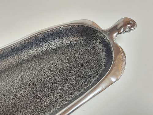 CARROL BOYES FUNCTIONAL ART: BEAUTIFUL EARLY DESIGN PEWTER TWIN HANDLED ENTREE DISH
