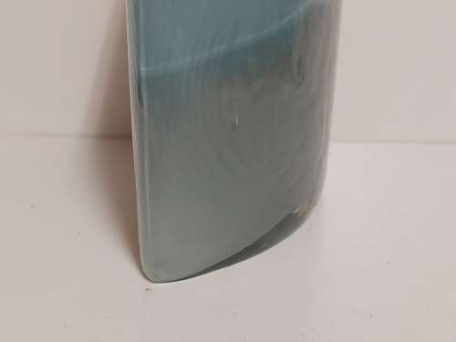 STUNNING VINTAGE 1960s MURANO AQUA BLUE AND GREY OPALESCENT ART GLASS FLAT BOTTLE VASE