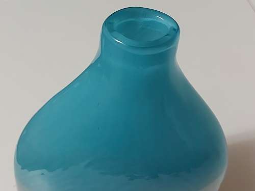 STUNNING VINTAGE 1960s MURANO AQUA BLUE AND GREY OPALESCENT ART GLASS FLAT BOTTLE VASE