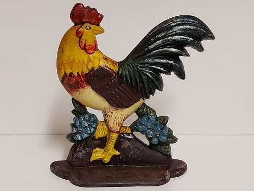 VINTAGE CAST IRON ROOSTER DOOR STOPPER