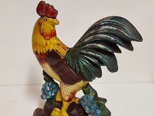 VINTAGE CAST IRON ROOSTER DOOR STOPPER