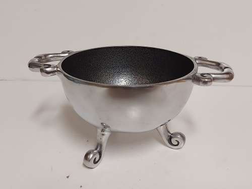 AWESOME FUNCTIONAL ART VINTAGE SMALL PEWTER FOOTED BOWL