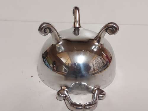 AWESOME FUNCTIONAL ART VINTAGE SMALL PEWTER FOOTED BOWL