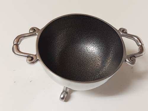 AWESOME FUNCTIONAL ART VINTAGE SMALL PEWTER FOOTED BOWL
