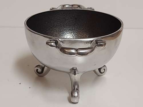 AWESOME FUNCTIONAL ART VINTAGE SMALL PEWTER FOOTED BOWL