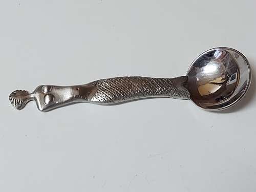 CARROL BOYES FUNCTIONAL ART: BEAUTIFUL  EARLY DESIGN PEWTER AND STAINLESS SUGAR SPOON