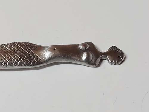 CARROL BOYES FUNCTIONAL ART: BEAUTIFUL  EARLY DESIGN PEWTER AND STAINLESS SUGAR SPOON