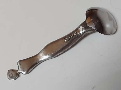CARROL BOYES FUNCTIONAL ART: BEAUTIFUL  EARLY DESIGN PEWTER AND STAINLESS SUGAR SPOON