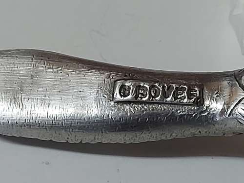 CARROL BOYES FUNCTIONAL ART: BEAUTIFUL  EARLY DESIGN PEWTER AND STAINLESS SUGAR SPOON