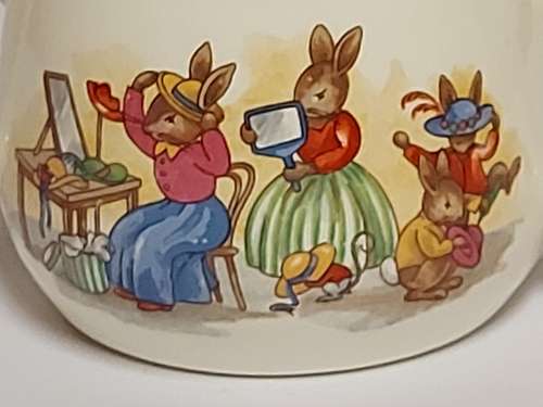 BEAUTIFUL ROYAL DOULTON BUNNYKINS TWIN HANDLED MUG IN MINT CONDITION