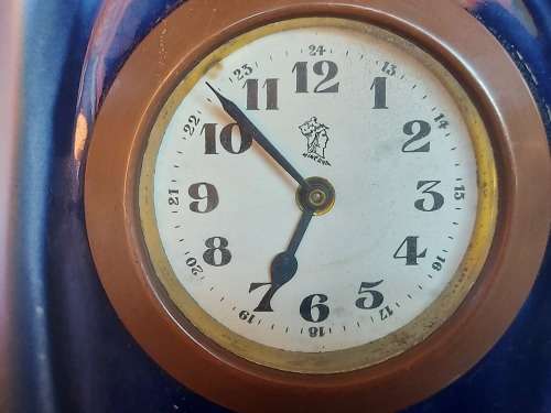 AWESOME FIND! VINTAGE MINERVA PORCELAIN SHELF MANTEL CLOCK, WORKING CONDITION UNKNOWN