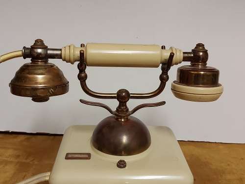 VINTAGE BAKELITE, METAL AND BRASS JN-4 TELEPHONE, WORKING