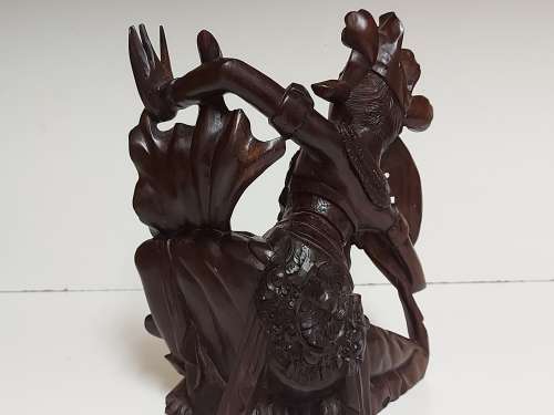 VINTAGE INTRICATELY HAND-CARVED ROSEWOOD ORIENTAL DEITY