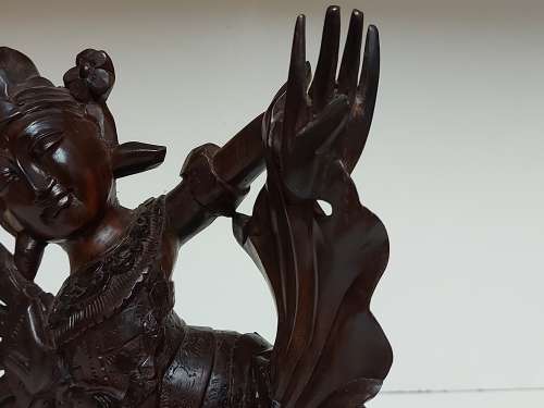 VINTAGE INTRICATELY HAND-CARVED ROSEWOOD ORIENTAL DEITY