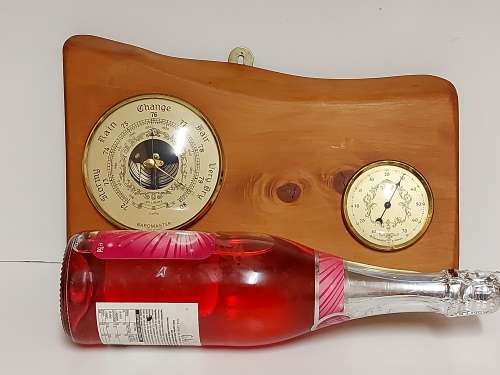 BAROMASTER MADE IN FRANCE WOOD AND BRASS BAROMETER AND THERMOMETER