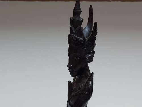 VINTAGE INTRICATELY HAND-CARVED ROSEWOOD ORIENTAL DEITY