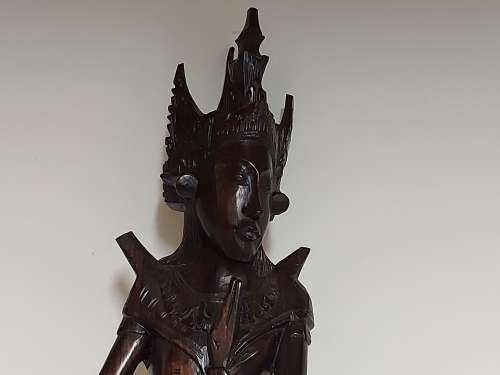 VINTAGE INTRICATELY HAND-CARVED ROSEWOOD ORIENTAL DEITY