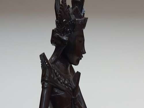 VINTAGE INTRICATELY HAND-CARVED ROSEWOOD ORIENTAL DEITY