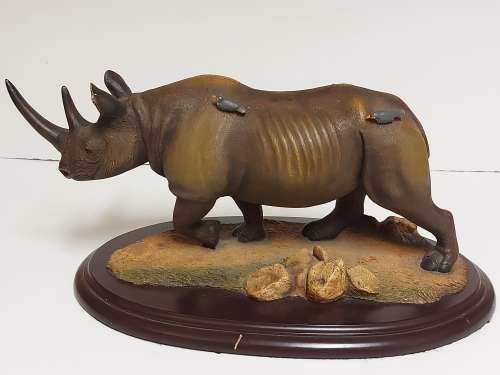 RARE LIMITED EDITION 428 OF 500 FEATHERS OF KNYSNA WILDLIFE HAND CRAFTED RHINOCEROS