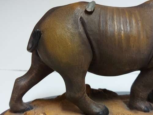 RARE LIMITED EDITION 428 OF 500 FEATHERS OF KNYSNA WILDLIFE HAND CRAFTED RHINOCEROS